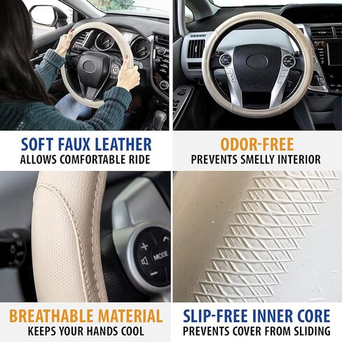 Pilot Automotive Antimicrobial Microban-Infused Universal Car Steering Wheel in Beige (MIC-001T) in Saudi Arabia