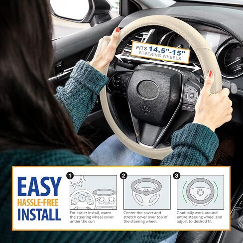 Pilot Automotive Antimicrobial Microban-Infused Universal Car Steering Wheel in Beige (MIC-001T) in Saudi Arabia