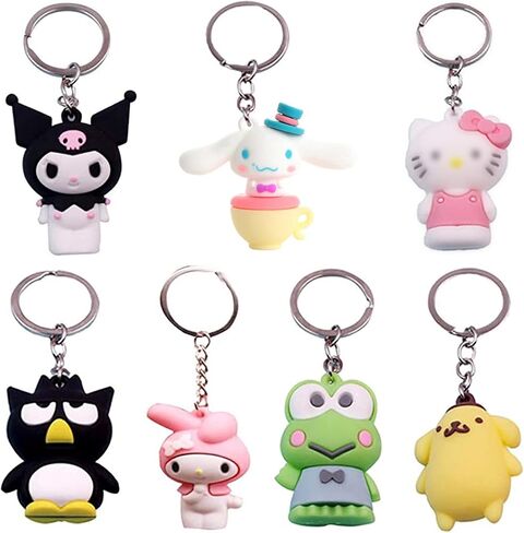 Yunhazit 7 Pcs Cute Anime Keychain kawaii Toys Anime Figurer Pendant Creative Gifts Accessories Lovely Key Chains in Saudi Arabia