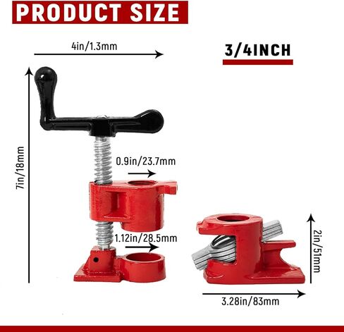 مشابك أنابيب DUPDMKIN لمشابك الأنابيب شديدة التحمل لأعمال النجارة، مشابك لصق خشبية مقاس 3/4 بوصة مع إطلاق سريع، مشبك أنابيب مثالي للنجارة، وتحسين المنزل، والمشروعات اليدوية (8، 3/4 بوصة) in Kuwait