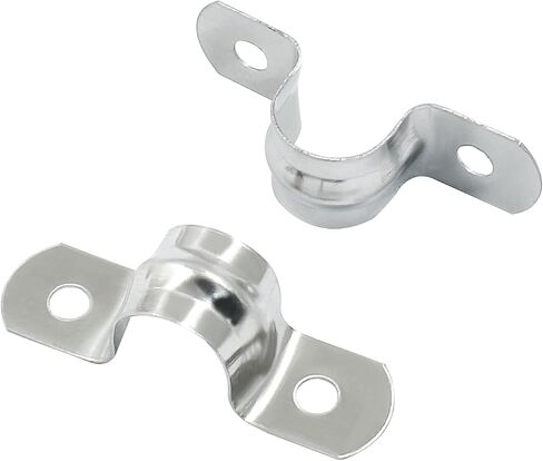 Hordion 50Pcs 1/4" Two Hole Strap U Bracket, M5 Rigid Pipe Strap Stainless Steel Conduit Clamp for Fixing Pipe in Saudi Arabia