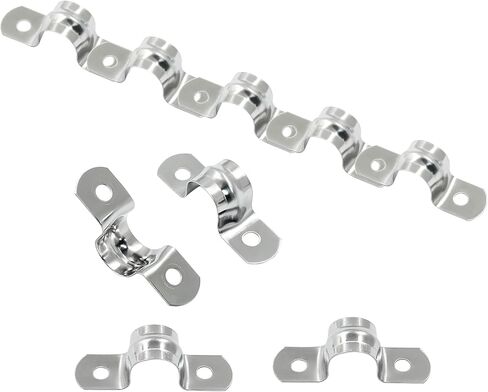 Hordion 50Pcs 1/4" Two Hole Strap U Bracket, M5 Rigid Pipe Strap Stainless Steel Conduit Clamp for Fixing Pipe in Saudi Arabia