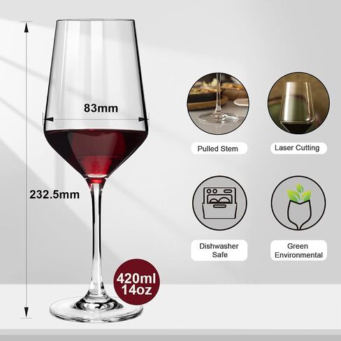 Wine Glasses Set of 6,Long Stem White/Red Wine glasses,14oz Hand Blown Premium Crystal Wine Glass,Gift Packing Burgundy Glasses in Saudi Arabia