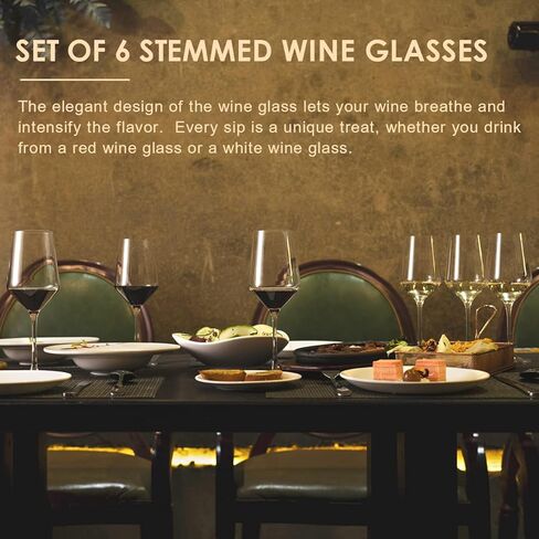 Wine Glasses Set of 6,Long Stem White/Red Wine glasses,14oz Hand Blown Premium Crystal Wine Glass,Gift Packing Burgundy Glasses in Saudi Arabia