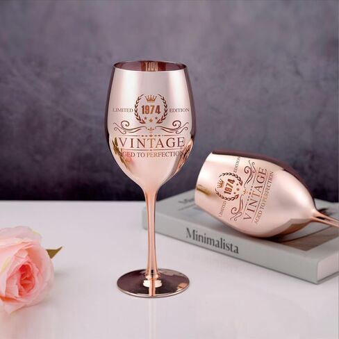 Vintage 1974 Wine Glass - 50th birthday gifts for women - Turning 50 Year Old Birthday Decorations - For Friends, Daughter, Sister Mom in Saudi Arabia