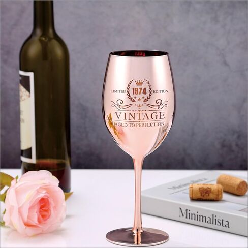 Vintage 1974 Wine Glass - 50th birthday gifts for women - Turning 50 Year Old Birthday Decorations - For Friends, Daughter, Sister Mom in Saudi Arabia