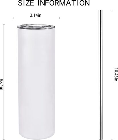 JINGYULI 6 Pack 30 oz Sublimation Tumblers Blanks with Cup lid and straw,Stainless Steel double wall insulated Cups Blank, White Skinny for Craft DIY… in Saudi Arabia