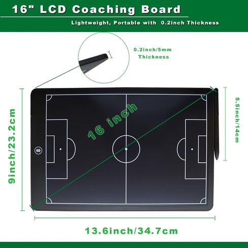 Ronoyazr Electronic Soccer Coach Board - 16 inch LCD Football Tactical Coaching Board with Stylus Pen for Football Coach Marker Training Writing Tablet in Saudi Arabia
