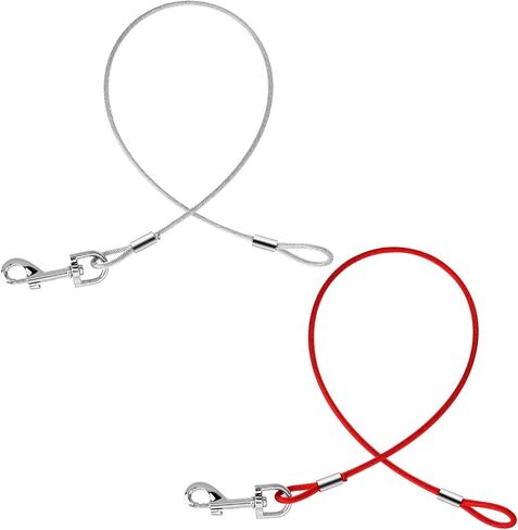 2 Pack Chew Proof Dog Leashes Extension Heavy Duty Dog Leash Extender, Metal Non-Tangle Connect Leash for Any Leash & Collar & Harness (Red+Clear) in Saudi Arabia