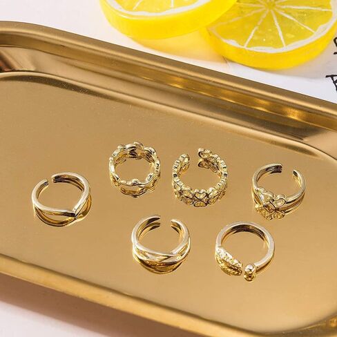 Roe Dolph 12Pcs Toe Rings for Women Gold Toe Rings Adjustable Flower Feather Heart Rings Open Toe Rings Summer Beach Foot Jewelry Birthday Gifts for Teen Girls in Saudi Arabia