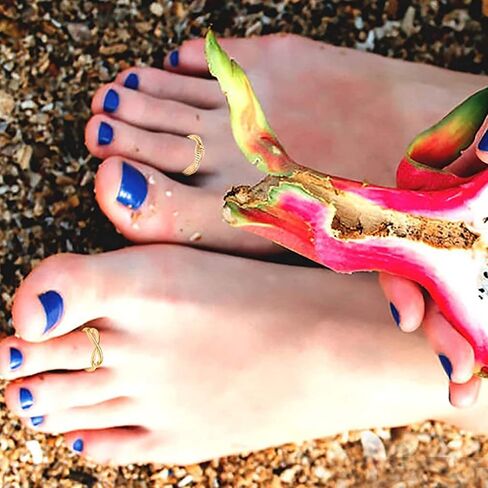 Roe Dolph 12Pcs Toe Rings for Women Gold Toe Rings Adjustable Flower Feather Heart Rings Open Toe Rings Summer Beach Foot Jewelry Birthday Gifts for Teen Girls in Saudi Arabia