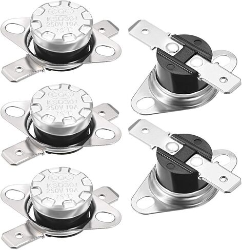uxcell KSD301 Thermostat 75°C/167°F 10A Normally Closed N.C Adjust Snap Disc Temperature Switch for Microwave,Oven,Coffee Maker 5pcs in Saudi Arabia