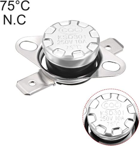 uxcell KSD301 Thermostat 75°C/167°F 10A Normally Closed N.C Adjust Snap Disc Temperature Switch for Microwave,Oven,Coffee Maker 5pcs in Saudi Arabia