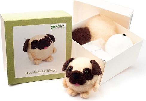 Pug Felting Kit - Starter, Felting Kit for Beginners Adult and Craft Kit, Unique Felt Animal, Felting Tools Included Felting Needles, Felting Pad, Felting Wool and Video Instruction in Saudi Arabia