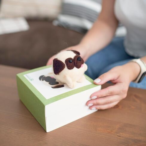 Pug Felting Kit - Starter, Felting Kit for Beginners Adult and Craft Kit, Unique Felt Animal, Felting Tools Included Felting Needles, Felting Pad, Felting Wool and Video Instruction in Saudi Arabia