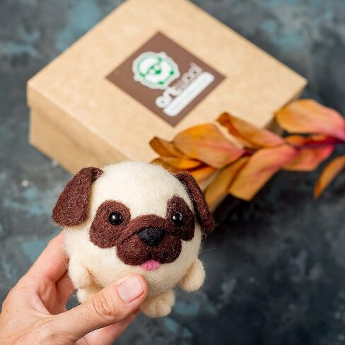 Pug Felting Kit - Starter, Felting Kit for Beginners Adult and Craft Kit, Unique Felt Animal, Felting Tools Included Felting Needles, Felting Pad, Felting Wool and Video Instruction in Saudi Arabia