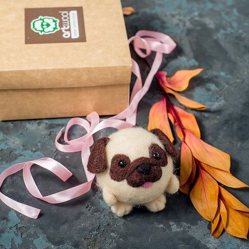 Pug Felting Kit - Starter, Felting Kit for Beginners Adult and Craft Kit, Unique Felt Animal, Felting Tools Included Felting Needles, Felting Pad, Felting Wool and Video Instruction in Saudi Arabia