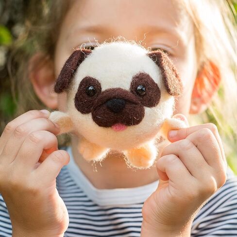Pug Felting Kit - Starter, Felting Kit for Beginners Adult and Craft Kit, Unique Felt Animal, Felting Tools Included Felting Needles, Felting Pad, Felting Wool and Video Instruction in Saudi Arabia