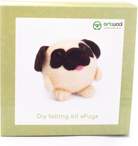 Pug Felting Kit - Starter, Felting Kit for Beginners Adult and Craft Kit, Unique Felt Animal, Felting Tools Included Felting Needles, Felting Pad, Felting Wool and Video Instruction in Saudi Arabia
