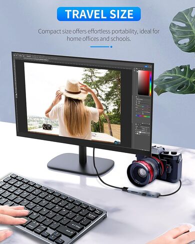 Zyerch USB C Hub, 7 in 1 USB C Docking Station with 4K HDMI,100W PD, 3 5Gbps Data Ports(1 USB-C & 2 USB 3.0),TF/SD Card Reader, USB Hub for Laptop, MacBook Pro/Air/Mac/Dell/HP/ASUS/Acer/Steam Deck in Kuwait