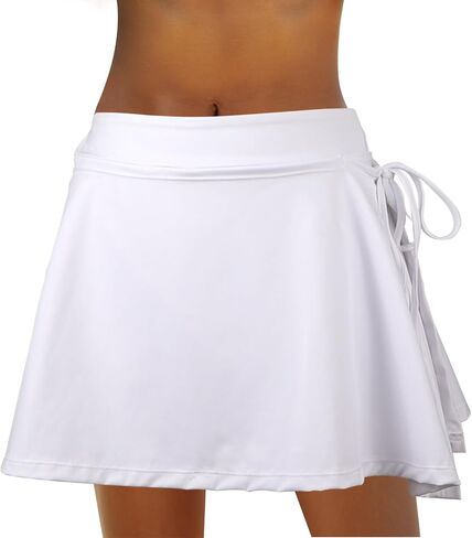 Women's Swim Skirt High Waisted Tummy Control Ruched Bathing Build-in Shorts with Pockets Swimsuit Bikini Bottoms in Saudi Arabia