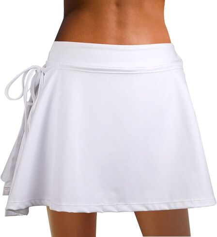 Women's Swim Skirt High Waisted Tummy Control Ruched Bathing Build-in Shorts with Pockets Swimsuit Bikini Bottoms in Saudi Arabia