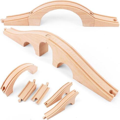 2 PCS Wood Train Track Expansion Wooden Train Track Accessories Wooden Train Bridge Compatible with Most Train Tracks in Kuwait