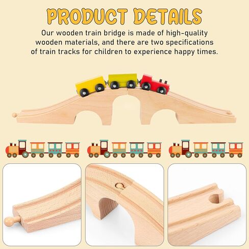 2 PCS Wood Train Track Expansion Wooden Train Track Accessories Wooden Train Bridge Compatible with Most Train Tracks in Kuwait