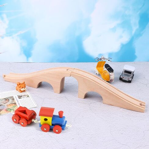 2 PCS Wood Train Track Expansion Wooden Train Track Accessories Wooden Train Bridge Compatible with Most Train Tracks in Kuwait