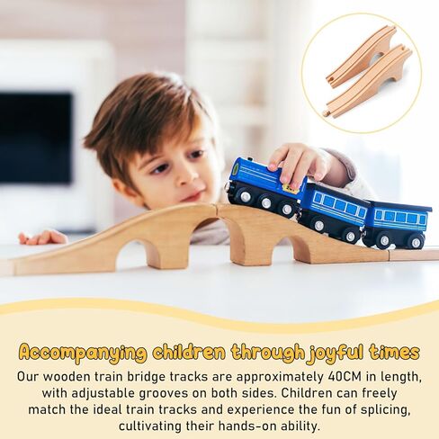2 PCS Wood Train Track Expansion Wooden Train Track Accessories Wooden Train Bridge Compatible with Most Train Tracks in Kuwait