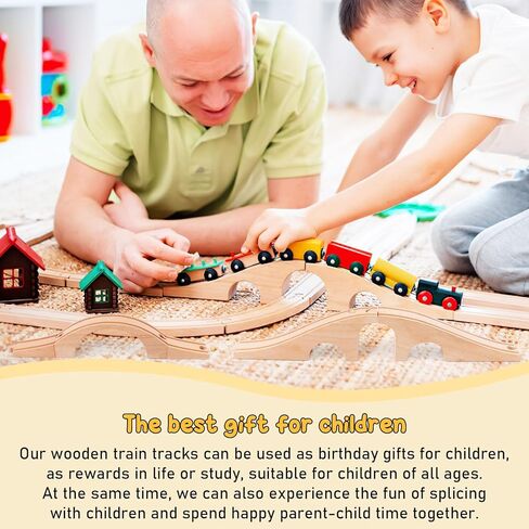 2 PCS Wood Train Track Expansion Wooden Train Track Accessories Wooden Train Bridge Compatible with Most Train Tracks in Kuwait