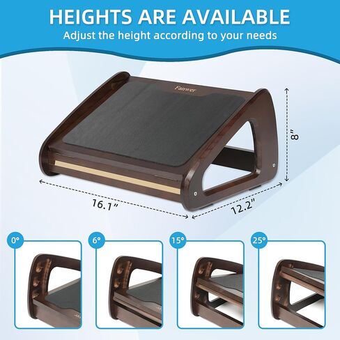 مسند قدم قابل للتعديل من Fanwer تحت المكتب في العمل، مقعد مريح للقدم تحت المكتب مع 4 أوضاع ارتفاع، مسند قدم خشبي تحت المكتب مع سطح مضاد للانزلاق للمنزل والمكتب in Kuwait