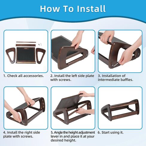 مسند قدم قابل للتعديل من Fanwer تحت المكتب في العمل، مقعد مريح للقدم تحت المكتب مع 4 أوضاع ارتفاع، مسند قدم خشبي تحت المكتب مع سطح مضاد للانزلاق للمنزل والمكتب in Kuwait