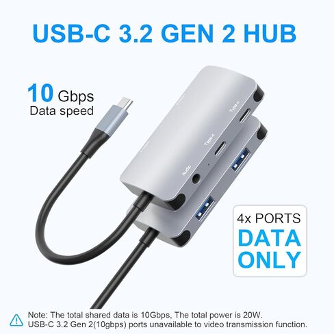USB C إلى USB C Hub بسرعة 10 جيجابت في الثانية 5 في 1 USB C إلى USB 3.2 محول مع 2 USB-C و2 منافذ USB-A دونجل متعدد المنافذ، USB 3.2 Hub USB C مع مقبس صوت 3.5 ملم لجهاز MacBook Pro/Air، Chromebook، أجهزة XPS وUSB C in Kuwait