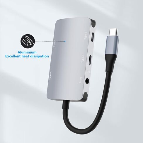 USB C إلى USB C Hub بسرعة 10 جيجابت في الثانية 5 في 1 USB C إلى USB 3.2 محول مع 2 USB-C و2 منافذ USB-A دونجل متعدد المنافذ، USB 3.2 Hub USB C مع مقبس صوت 3.5 ملم لجهاز MacBook Pro/Air، Chromebook، أجهزة XPS وUSB C in Kuwait