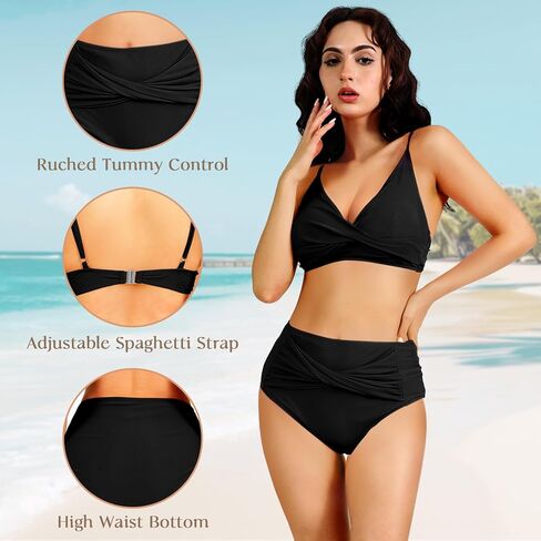 OPPOSHE المرأة البطن التحكم مايوهات بيكيني متواضعة عالية الخصر مجموعات لطيف الرسن 2 قطعة ملابس السباحة in Kuwait
