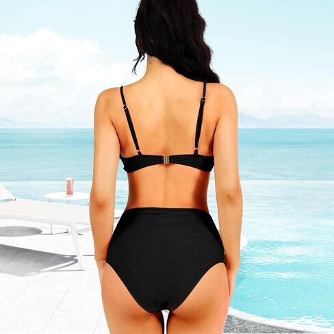 OPPOSHE المرأة البطن التحكم مايوهات بيكيني متواضعة عالية الخصر مجموعات لطيف الرسن 2 قطعة ملابس السباحة in Kuwait