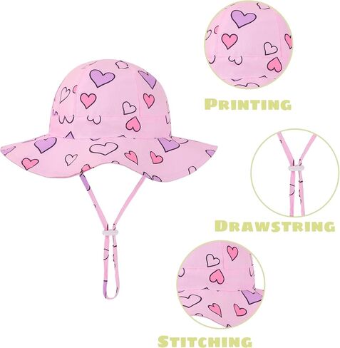 Baby Girl Sun Hat Toddler Summer Bucket Hats UPF 50+ Hat for Infant Girl Beach Hat with Wide Brim 0-6T in Saudi Arabia