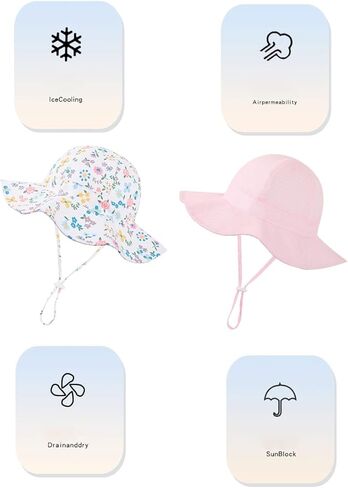 Baby Girl Sun Hat Toddler Summer Bucket Hats UPF 50+ Hat for Infant Girl Beach Hat with Wide Brim 0-6T in Saudi Arabia