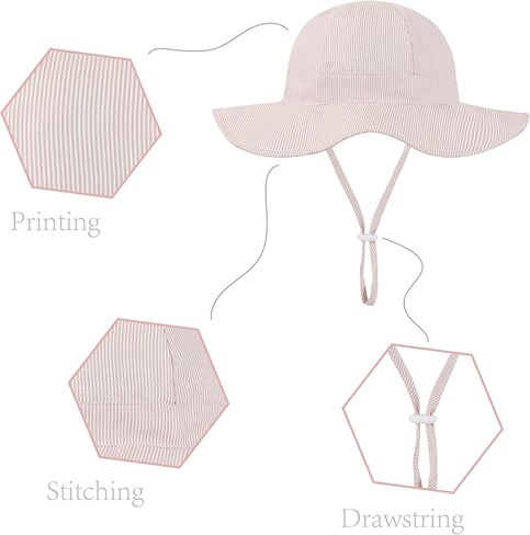 Baby Girl Sun Hat Toddler Summer Bucket Hats UPF 50+ Hat for Infant Girl Beach Hat with Wide Brim 0-6T in Saudi Arabia