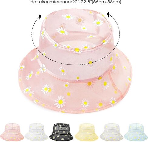 Taidor Transparent Mesh Lace Bucket Hat Daisy Print Packable Sun Caps Fisherman Hats for Women Girls in Saudi Arabia
