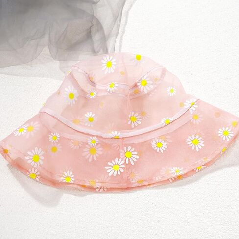 Taidor Transparent Mesh Lace Bucket Hat Daisy Print Packable Sun Caps Fisherman Hats for Women Girls in Saudi Arabia