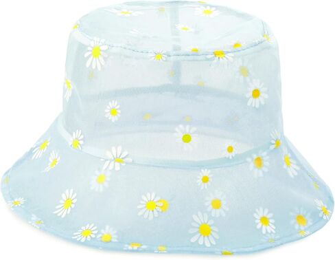 Taidor Transparent Mesh Lace Bucket Hat Daisy Print Packable Sun Caps Fisherman Hats for Women Girls in Saudi Arabia