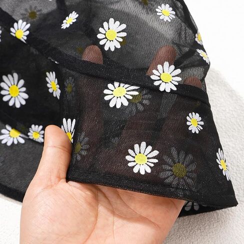 قبعة دلو من الدانتيل الشبكي الشفاف من Taidor، قبعات صياد السمك قابلة للطباعة بطباعة الأقحوان، قبعات صياد السمك للنساء والفتيات in Kuwait