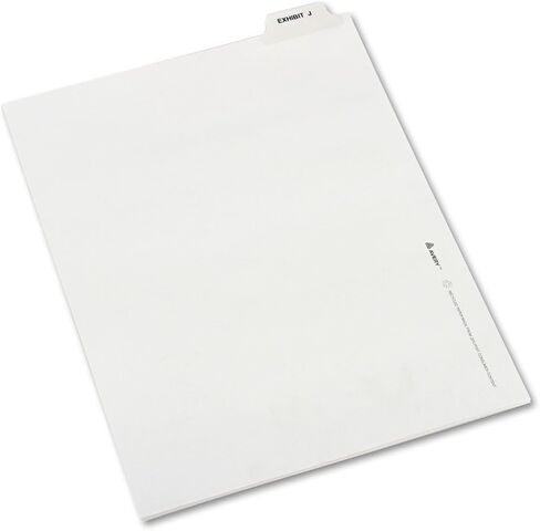 Avery 11949 مقسم علامة تبويب سفلية قانونية مطبوعة مسبقًا على طراز Avery، معرض J، حرف، أبيض (عبوة من 25 قطعة) in Saudi Arabia
