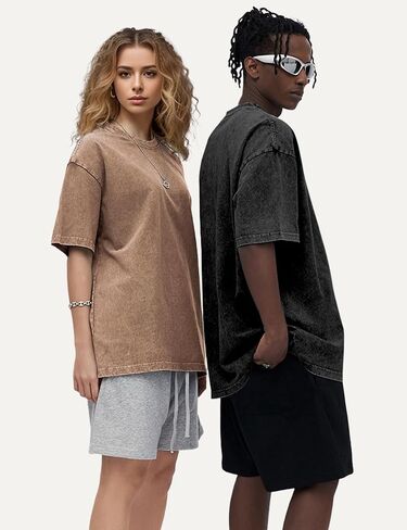 Yimoon 3 Pack Men Oversized T Shirts Heavy Cotton Vintage Baggy Tee Casual Loose Short Sleeve Acid Wash Unisex Tops in Saudi Arabia