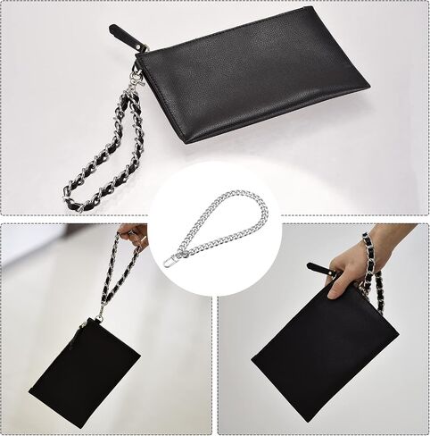 uxcell Keychain Wristlet Strap, 8" Hand Wrist Lanyard Wrist Chain Purse Straps Key Chain Holder for Clutch Wallet Key Bag DIY, Black in Saudi Arabia