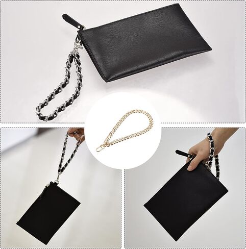 uxcell Keychain Wristlet Strap, 8" Hand Wrist Lanyard Wrist Chain Purse Straps Key Chain Holder for Clutch Wallet Key Bag DIY, Black in Saudi Arabia