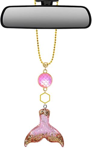 Villages Marketplace Car auto rear view mirror hanger bling, car charm (Pink and Gold, Kitty and Glitter Car Charm Rear View Mirror Hanger) in Saudi Arabia