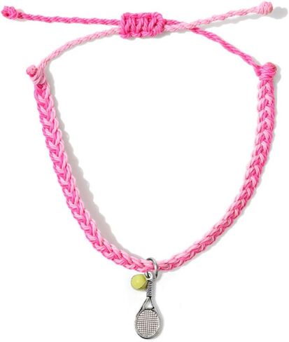 GIMMEDAT Tennis Racket Ball Girls Heart Sports Charm Bracelet 100% Waterproof Adjustable Jewelry Gift for Teams in Kuwait